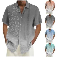 Spring And Summer Men’s Fashion Floral Printed Cotton Linen Solid Color Short