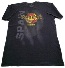 Hard Rock Cafe Tenerife Vintage T Shirt L Black Cotton Spain Graphic Mens Tee VG