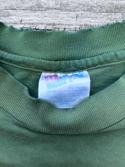 90s No Fair Life Wear Hanes Beefy T Men’s L Green Double-Sided Graphic T-Shirt