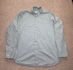 Giordano Button Up Shirt Men’s XL Slim Fit Blue Long Sleeve Cotton Casual
