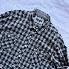 Nearly Vintage 7 Diamonds Woven Shirt Mens XXL Black/Grey Plaid