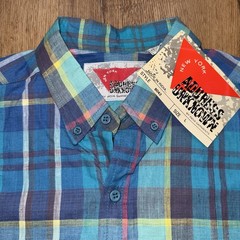 Vtg India Madras Shirt Mens Deadstock Button Up Address Unknown 80s 90s Slim NOS
