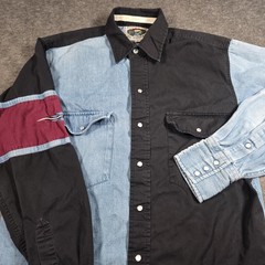 Cumberland Outfitters Shirt Mens Small Multicolor Denim Western Snap Embroidered