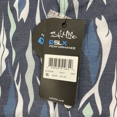 Salt Life Shirt Mens Medium Blue Fish Print SLX Performance Button Up