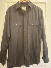 Eddie Bauer Mens Dress Shirt Medium Gray Wrinkle Resistant Relaxed Fit
