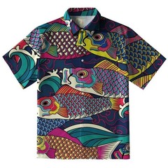 Colorful Japanese Koinobori Button-up Shirt