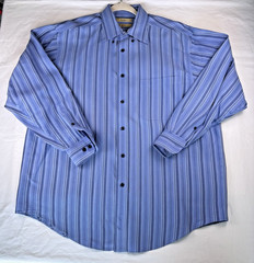 Turnbury Multi Blue Striped Button-Down Men’s Cotton Dress Shirt Size Large
