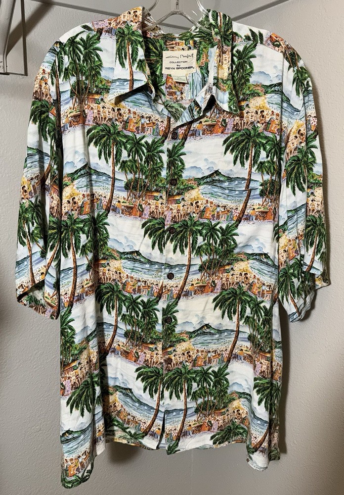 Guy Buffet Collection by Reyn Spooner Shirt Mens XL Beach Surf Hawaii Button Up