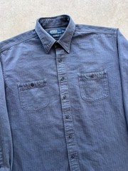 Vintage Polo Ralph Lauren HBT Herringbone Twill Button up Shirt Blue XL 27×30.5