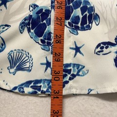 Manfinity Shirt XL All Over Turtle & Shell Print Blue & White Short Sleeve Beach