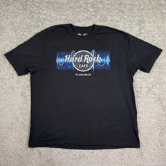 Hard Rock Cafe T-Shirt Mens XXL Black Florence Italy Graphic Soundwave Tee