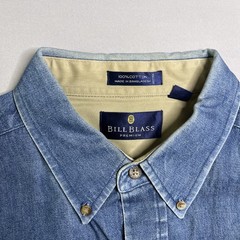 Bill Blass Mickey Denim Shirt Mens X-Large Blue Chambray Button Disney Workwear