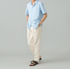 (ASK availability First) BEAMS GUY ROVER Sand stripe open collar shirt NEW