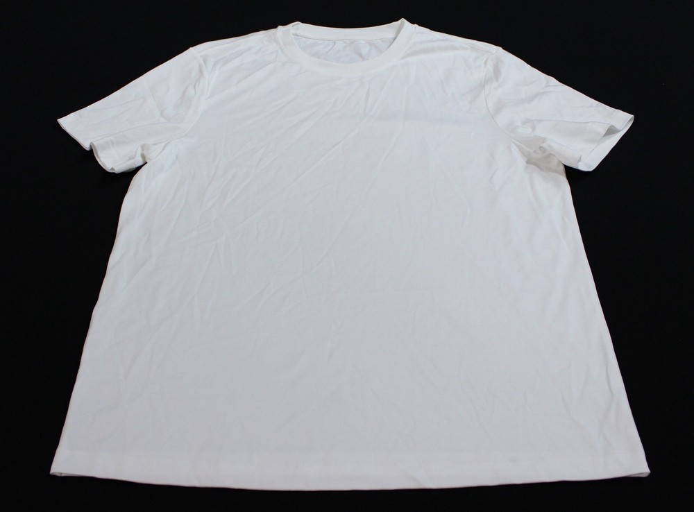 Textale Men’s Ribbed Neckline Solid Basic Short Sleeve Tee EJ3 White Size XL
