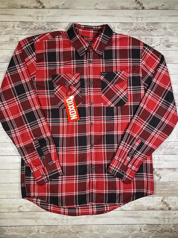 DIXXON Snap On Tools Men’s Plaid Long Sleeve Shirt Red Black White Sz Large NEW