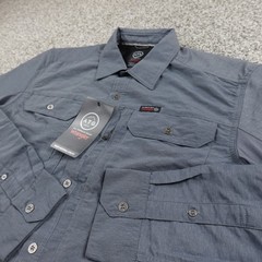 Wrangler Shirt Mens M Gray ATG All Terrain Gear Long Sleeve UPF Outdoors Hiking