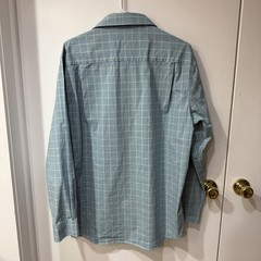 Jos A Bank Shirt Mens Large L Plaid White Blue Green Tailored Fit Button Down