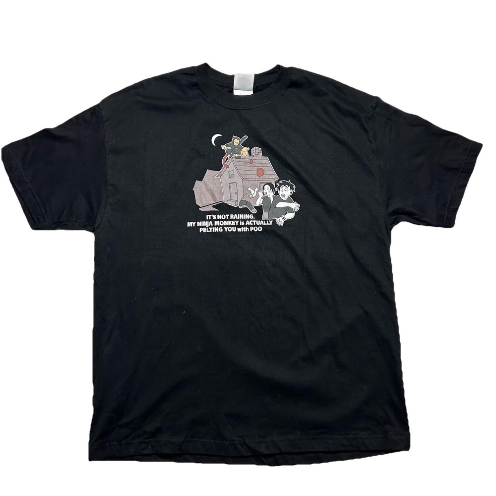 NWT Ninja Monkey Poo Graphic T-Shirt Hot Topic Black Y2K Sz XL
