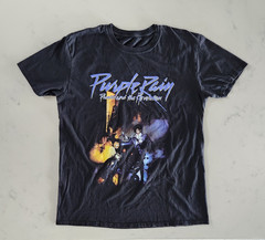 Purple Rain L Black Music Graphic Print Crew Neck Short Sleeve Cotton T-Shirt