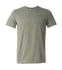 Gildan G640 Mens S Short Sleeve Plain Softstyle T-Shirt Heather Military Green