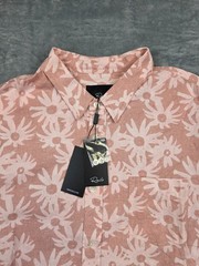$148 New RAILS Carson SS Sport Shirt Men’s LARGE L Pink FLORAL Rayon LINEN Blend