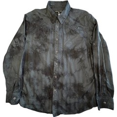 Affliction Button Down Shirt Mens L Black Tie Dye Cross Embroidery Studded