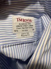 T.M.Lewin Dress Shirt Mens 16.5 Blue Striped Cotton Gentlemen Regular Fit Formal