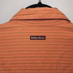 Vintage Marlboro Classics Striped Button Down Orange Western Asymmetric Large