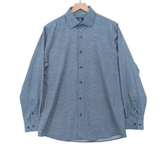 Tom Baine Performance Collection Shirt Mens Large Blue Geometric Stretch SLIM