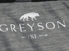 GREYSON BRRR MENS XL GRAY HEATHER COOLING STRETCH 1/4 ZIP POLO FEATHER LOGO