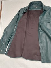 Murano Slim Fit Green Polyurethane Polyester Button-Up Shirt Men’s M
