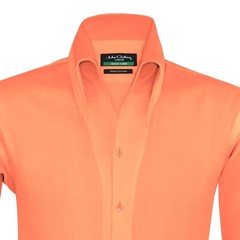Orange High Open Button Down Collar Buttonless Men’s Formal Summer Party Shirt