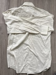 Canali Mens Dress Shirts 15 1/2 39 Made In Italy Ivory Tan Single Stitch Vtg EUC