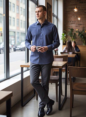 Ted Baker Endurance Men’s XL Slim Fit 100% Cotton Blue Dress Shirt Long Sleeve