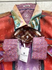 NEW $185 Bugatchi Men XXL Ruby Red Abstract Woven Luxury LS Button Down Shirt