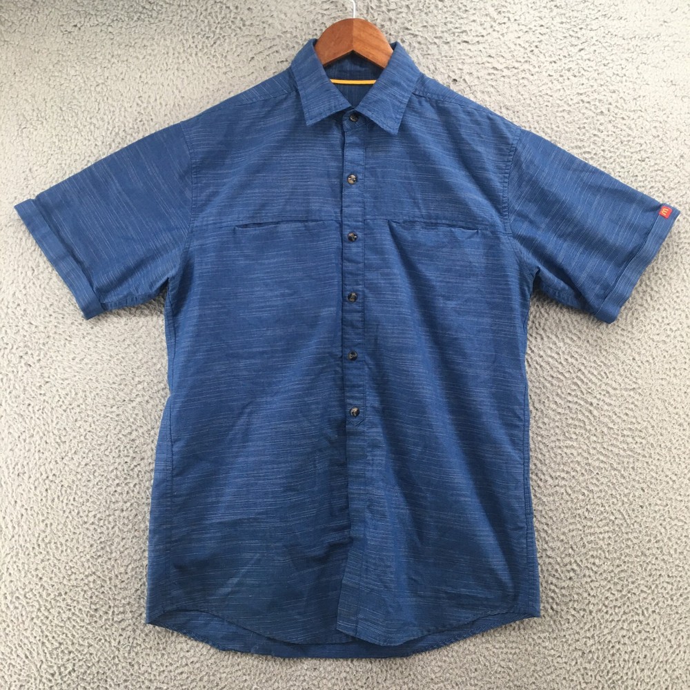 Apparel Collection Mcdo Button Up Short Sleeve Shirt Mens M Blue Cotton blend