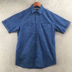 Apparel Collection Mcdo Button Up Short Sleeve Shirt Mens M Blue Cotton blend