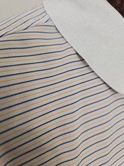 Donald Ross Mens Large Blue White Orange Striped Short Sleeve Golf Polo Shirt