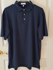 Peter Millar Solid Performance Jersey Short Sleeve Polo Shirt Navy Blue Large