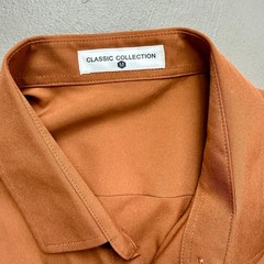 Men’s Rust Copper Stretch Button Up Dress Shirt Medium Modern Minimalist