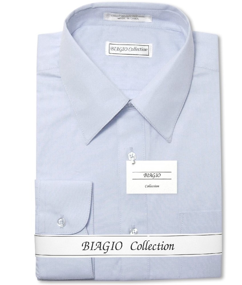 Biagio Mens 100% COTTON Solid POWDER BLUE Color Dress Shirt sz 15.5 32/33