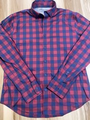 Twillory Untuck(able) Barnyard Gingham Plaid Men’s Med Button Up Shirt Navy/Red