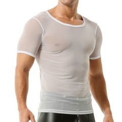 Mens Mesh Sheer See Through Undershirts Sports Casual Sexy T-Shirts Tank Tops