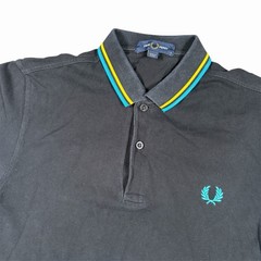 Fred Perry Polo Shirt Black Yellow Sz S M3600 Slim Fit Pique Twin Tipped