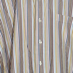 Robert Talbott Striped Button Front Dress Shirt Size 18-36 Warm Brown Tones