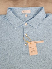 Peter Millar Seaport Blue Chambers Performance Jersey Polo MF25EK19S Men’s XL