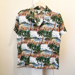 Reyn Spooner Guy Buffet Collection Top XS Tropical Hawaiian Beach Palm Tree