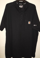 😃Carhartt Force Relaxed SOLID JET BLACK w/POCKET Men Polo Shirt 2XL NWOT NEW