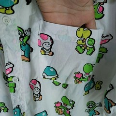Super Mario Shirt Mens XL White Graphic Short Sleeve Button Up Yoshi Luigi Toad