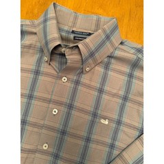 Southern Marsh Performance Plaid Button Down Shirt Mens XL Grey Blue Orange Duck